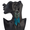 E-4151 4 Style Fashion Silver Alloy Beads Chain Feather Drop Dangle Pendant Charm Earring