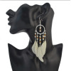E-4151 4 Style Fashion Silver Alloy Beads Chain Feather Drop Dangle Pendant Charm Earring