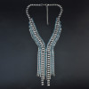 N-6862 Fashion Silver Gold Plated Crystal Tassel Pendant Chain Drop Long  Necklaces for Women Jewelry