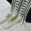 N-6862 Fashion Silver Gold Plated Crystal Tassel Pendant Chain Drop Long  Necklaces for Women Jewelry