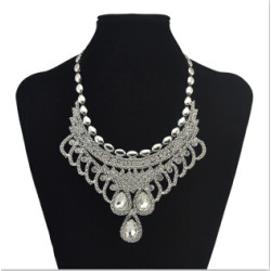 N-6863 2Colors Vintage Silver Gold Choker Necklace Crystal Rhinestone Women Statement Necklace Fashion Jewelry