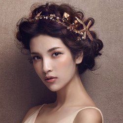 F-0422 * Fashion Romantic Party Hair Accessories Gold plated Pearl Beads Starfish Hairpin Hair Clip for Women Girls Jewelry