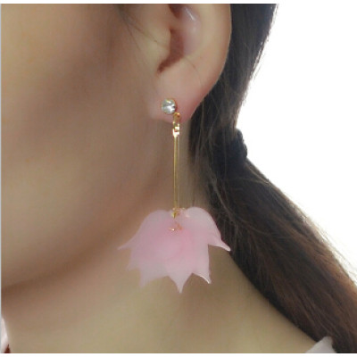 E-4149 3 Style Drop Dangle Earring Flower Pendant Long Shiny Gold Alloy Ear Earrings for Women