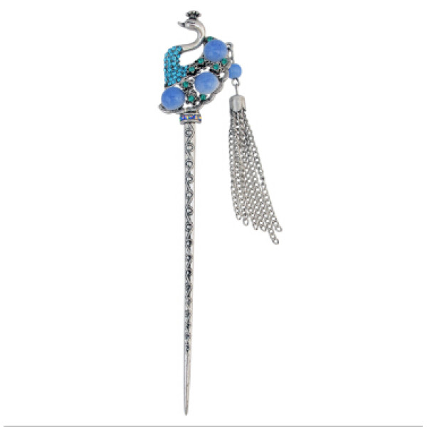F-0424 4 Colors New Fashion Ethnic Rhinestone Peacock Shape Hair Sticks Headwear for Women Hair Jewelry