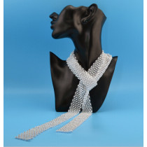 N-6871 Full Clear Rhinestone White Black Long Statement Necklace For Women Sweater Chain Fashion Jewelry