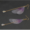 E-4148 2 Colors New Arrived Gold Alloy Diamante Crystal Chain Wing Pendant Charm Ear For Women Earring  Jewelry