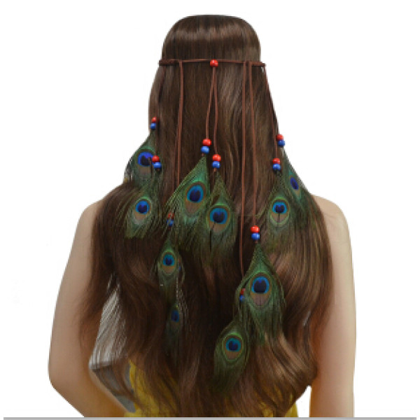 F-0429 Fashion Handmade Ethnic Gypsy Rope  Feather Hairbands Women Boho  Hairband Hair Accessory