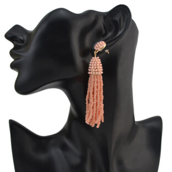 E-4157 7 Colors Gold Alloy Beads Chain Tassel Drop Dangle Pendant For Charm Women Jewelry