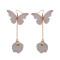 E-4156 2 Style New Fashion Gold Alloy Butterfly pearl Feather tassels Chain Charm Drop Earring For Women  Jewelry