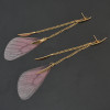 E-4156 2 Style New Fashion Gold Alloy Butterfly pearl Feather tassels Chain Charm Drop Earring For Women  Jewelry