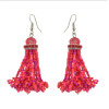 E-4158 7 colors Boho Style Shiny Alloy  Diamante Beads Chain Tassel Pendant Charm Women Jewelry
