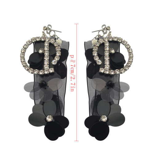E-4155 Fashion Luxury Crystal Rhinestone Lace Charm Drop Stud Earring for Women Jewelry