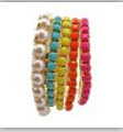 New Wholesale 5 Pcs/Set Multi Strand Resin Stone Colorful Gem Pearl Stretch Gold Bracelet B-0204