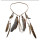 F-0431 * Handmade Leather Rope Brown Feather Headbands Wood Beads Boho Hair Accessories Fashion Jewelry