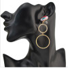 E-4165 2 Colors New Fashion Silver Gold Metal Color Rhinestone Circle Drop Dangle Earrings for Women Girl Party jewelry