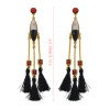 E-4168 3 Style New Bohe Black Diamante Tasser Drop Dangle Pendant Earrings For Women Charm Jewelry