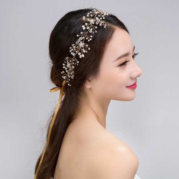 F-0433 Fashion Lace Flowers Crystal Pearl Beads  Hairpin Hair Clip For Women  Bridal Wedding Hair Accessories Jewelry