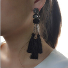 E-4166 2 Colors Bohemian Vintage Silver Tassel Earring Chain Dangle Long Earrings for Women Jewelry