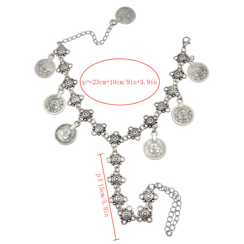 B-0855 Adjustable Foot Chain with Openable Ring Fashion Anklet Silver plated Bracelet Turkish Coin Tassel Beach Foot Jewelry