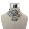 N-6880 4Colors New Fashion Red Green Black Clear Stone Silver Plated Choker Necklace with Coin Tassel Fashion Jewelry