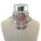 N-6880 4Colors New Fashion Red Green Black Clear Stone Silver Plated Choker Necklace with Coin Tassel Fashion Jewelry