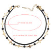 N-6877 Bohe Style Gold Alloy Leather Chain Black Diamante Beads Choker Necklace for Women Charm Jewelry