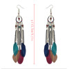 E-4174 3Colors Ethnic Jewelry Bohemian Long Feather Drop Earrings Women Beads Statement Earring Party Jewelry