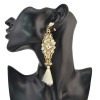 E-4170 Fashion Boho Gold Plated Long Tassel Crystal Drop Earrings For Women Jewelry