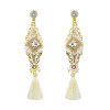 E-4170 Fashion Boho Gold Plated Long Tassel Crystal Drop Earrings For Women Jewelry