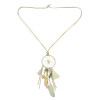 N-6886 Bohemian Retro Bronze Leather Drop Dangle Leaf Bead Charm Necklace for Women Jewelry