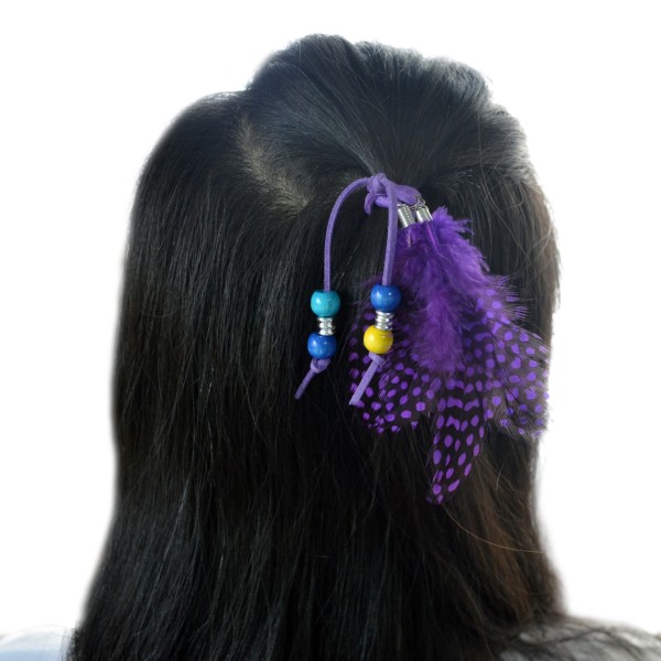 F-0443 Handmade Leather Rope Color Random Feather Headbands Wood Beads Boho Hair Accessories for Women Jewelry