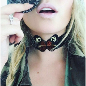 N-6890 Fashion Jewelry Bohemian Leather Choker Necklace Butterfly Cloth Collar Necklaces For Women