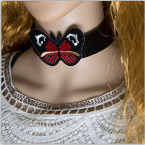 N-6890 Fashion Jewelry Bohemian Leather Choker Necklace Butterfly Cloth Collar Necklaces For Women