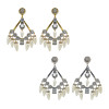 E-4183 Fashion Luxury Crystal Rhinestone Pearl Tassel Charm Drop Stud Earring for Women Jewelry