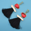 E-4186 3 Colors Fashion Luxury Crystal Rhinestone Charm Drop Stud Tassel Earring for Women Jewelry