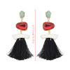 E-4186 3 Colors Fashion Luxury Crystal Rhinestone Charm Drop Stud Tassel Earring for Women Jewelry