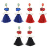E-4186 3 Colors Fashion Luxury Crystal Rhinestone Charm Drop Stud Tassel Earring for Women Jewelry