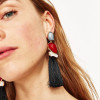 E-4186 3 Colors Fashion Luxury Crystal Rhinestone Charm Drop Stud Tassel Earring for Women Jewelry