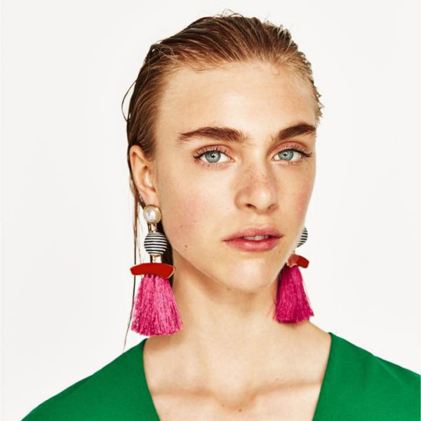 E-4193 4 Colors Fashion Pearl Charm Drop Stud Tassel Earring for Women Jewelry