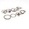 R-1458 8Pcs/Set Vintage Antique Gold Silver Crown Shape Rhinestone Knuckle Midi Finger Rings Set for Women Party Jewelry