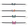 N-6896 4 Colors European Style Bohemian Leather Choker Collar Chain Rhinestone with Butterfly Necklace for Women Jewelry