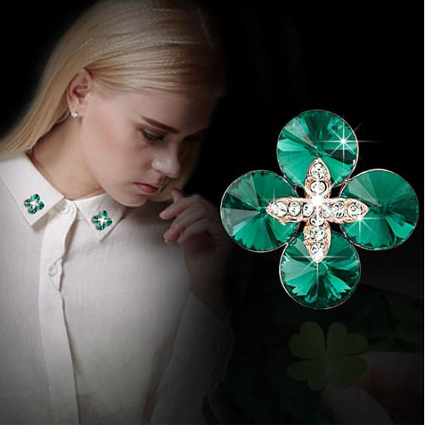 P-0381 4Color European Style Fashion Brooch Charm Crystal Rhinestone Flower Pins Brooches For Women Jewelry