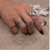 R-1460 4 pcs/set Bohemian Style Diamante Flower Moon knuckle Rings For Women Charm Jewelry