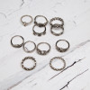 R-1463 11pcs/set Fashion Vintage Silver plated Knuckle Nail Turquoise Midi Ring Set Jewelry for Women
