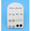 E-4190 6 Pairs /Set Bohemian Silver Gold Metal Color Rhinestone Stud Earrings for Women Party Jewelry Wholesale