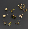 E-4190 6 Pairs /Set Bohemian Silver Gold Metal Color Rhinestone Stud Earrings for Women Party Jewelry Wholesale