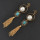 E-4192 Fashion Rhinestone Pearl Tassel Charm Drop Stud Earring for Women Jewelry