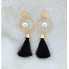 E-4191 Fashion Jewelry Big Circle Pearl Tassel Charm Drop Stud Earring for Women Jewelry
