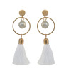 E-4191 Fashion Jewelry Big Circle Pearl Tassel Charm Drop Stud Earring for Women Jewelry