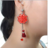 E-4195 5Colors New Fashion Resin Beads Long Tassel Drop Earrings for Women Bohemain Party Jewelry
